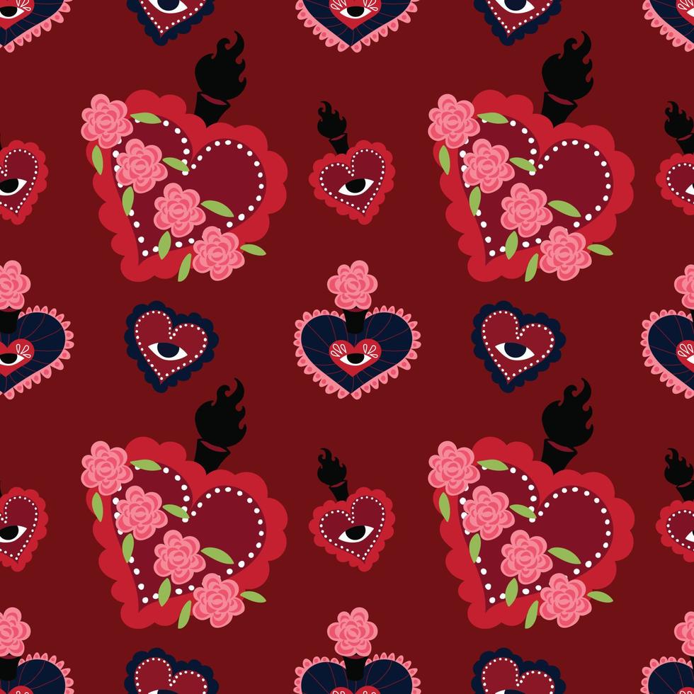 sacred heart seamless pattern vector design