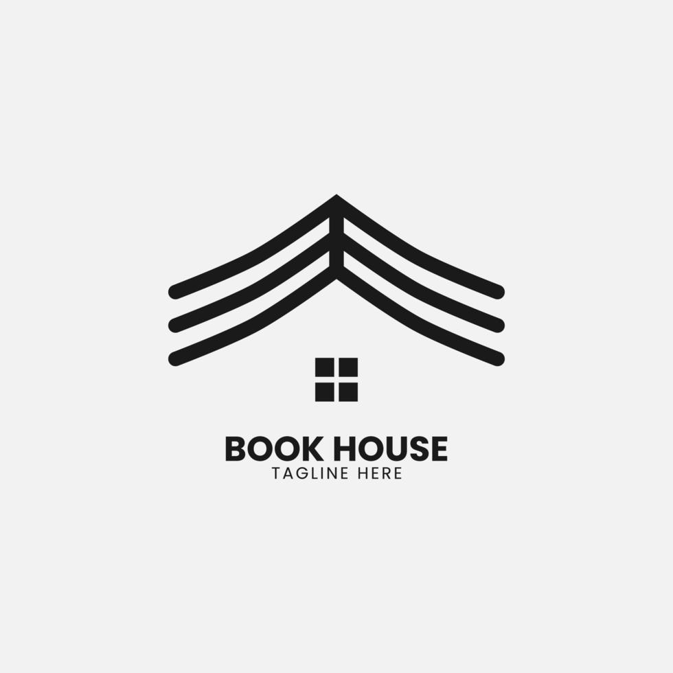 casa de libros y concepto de logotipo abstracto para la empresa, corporación, fundación, negocio, biblioteca, puesta en marcha y empresa. vector