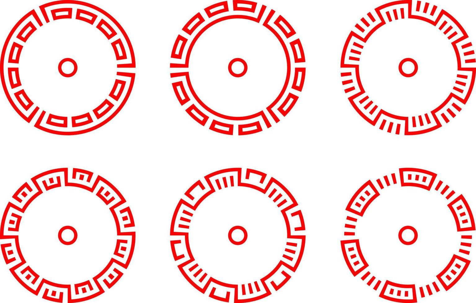 Chinese red circle frame set vector design.