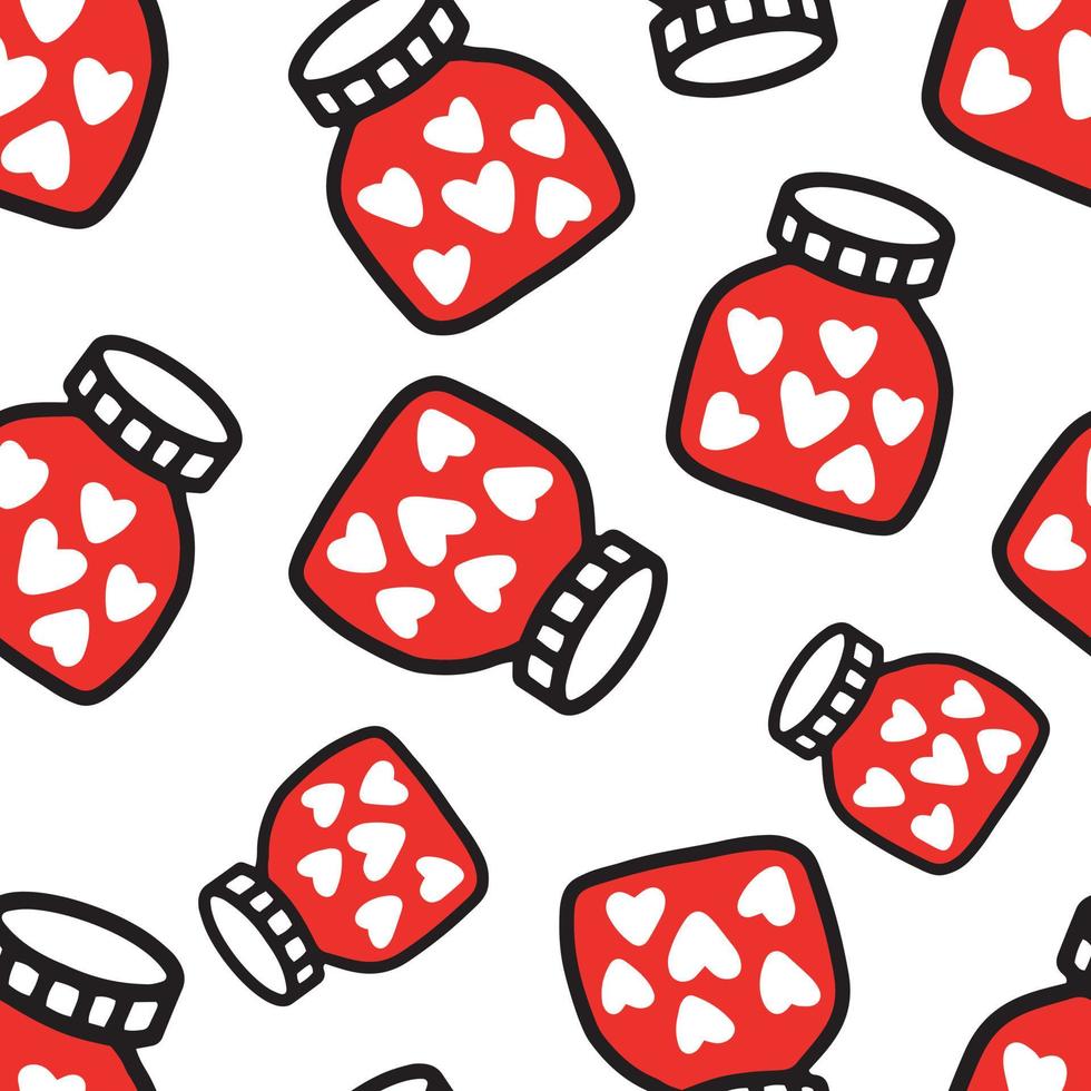 Seamless pattern of Jars with heart. Pattern for Valentines day vector