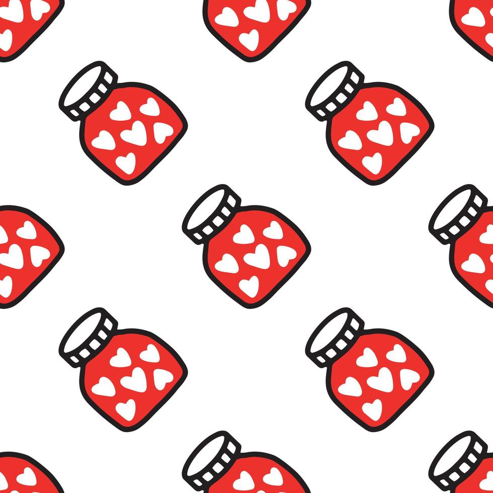Seamless pattern of Jars with heart. Pattern for Valentines day vector