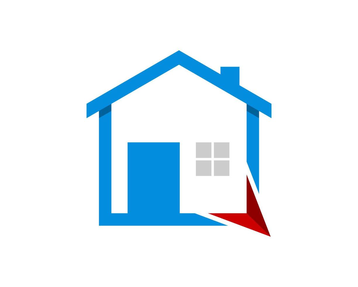 Simple house with red pin location vector