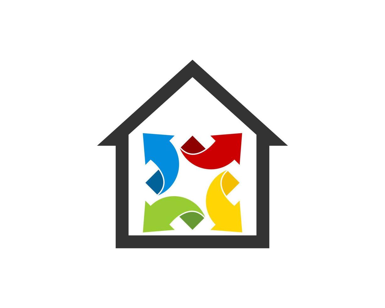 Simple house with four direction arrow inside vector