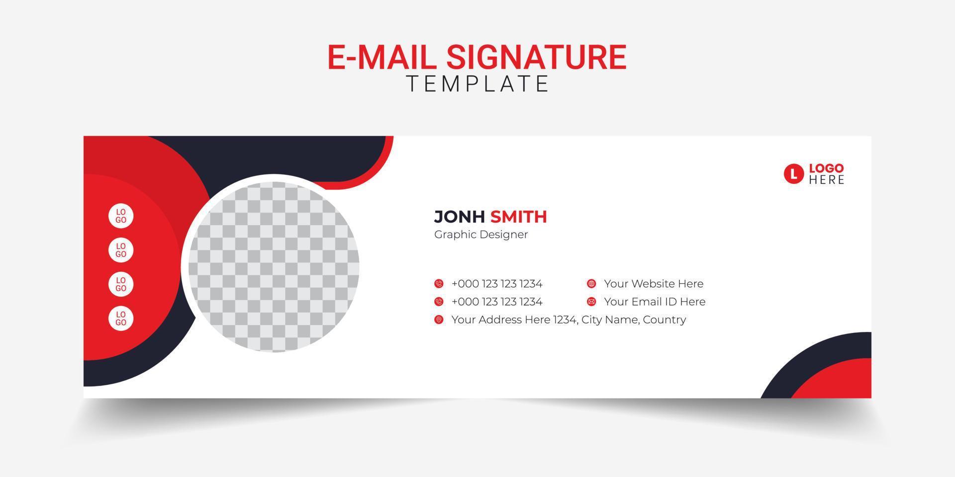 Diseño de plantilla de pie de página moderno de firma de correo electrónico creativo. vector