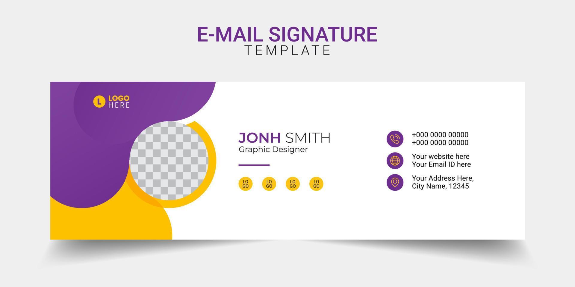 Diseño de plantilla de pie de página creativo de firma de correo electrónico moderno. vector