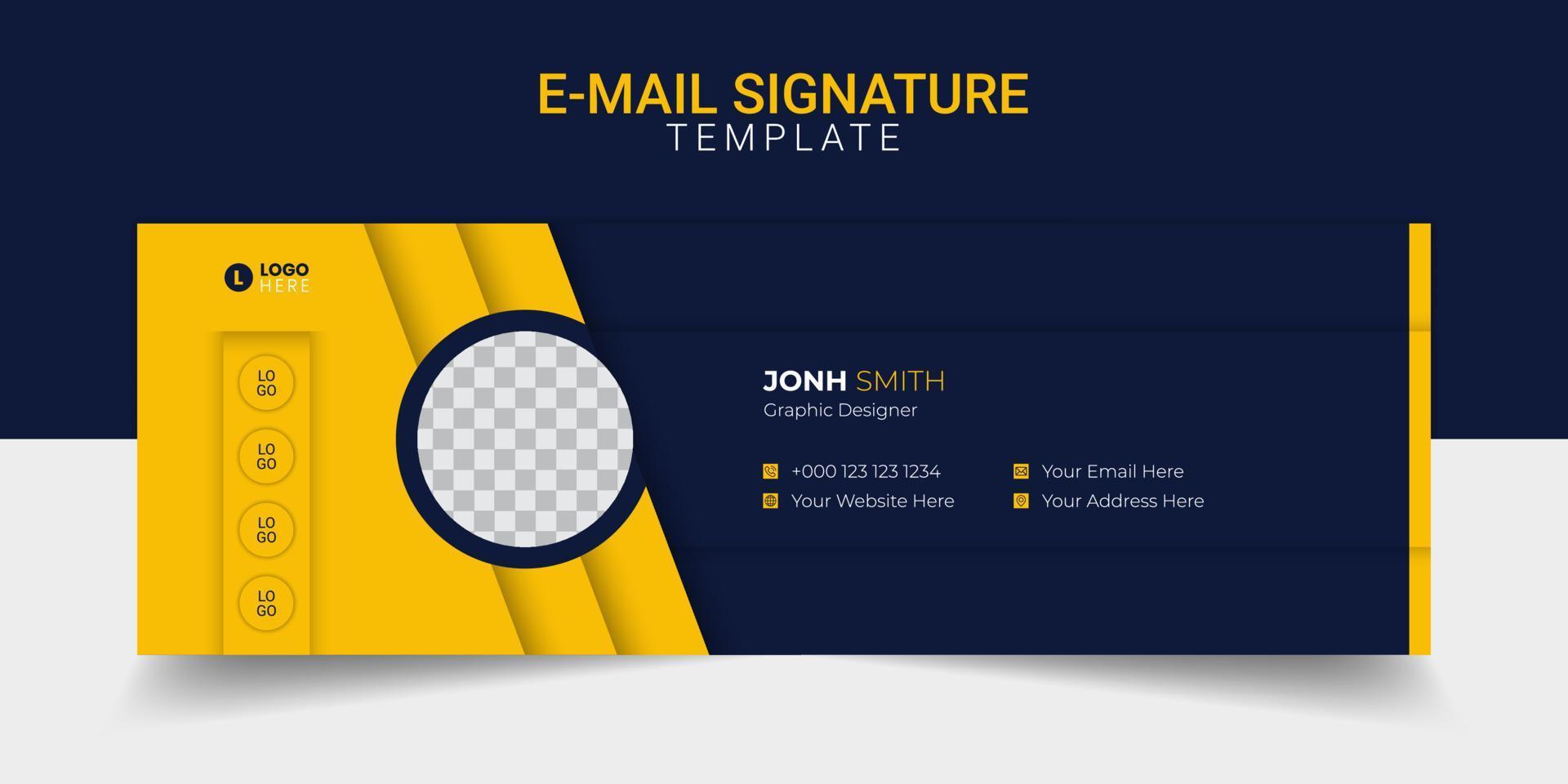 Modern email signature business creative footer template design. vector