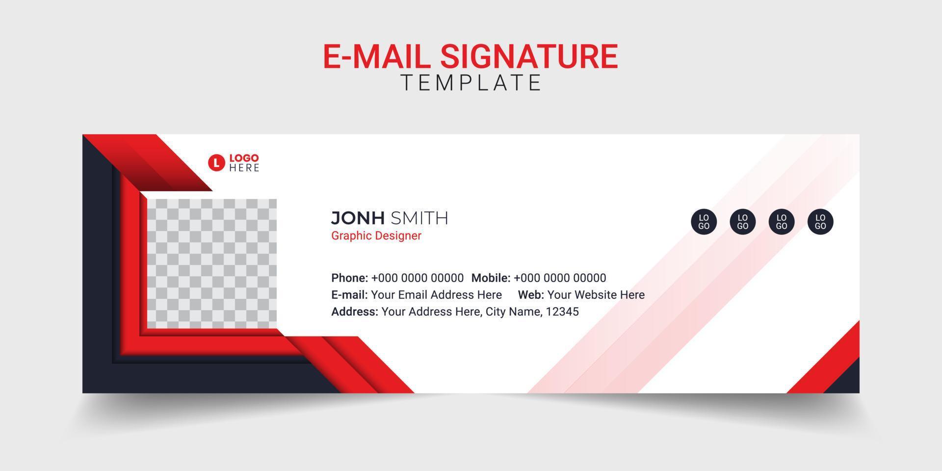 Diseño de plantilla de pie de página moderno de firma de correo electrónico creativo. vector