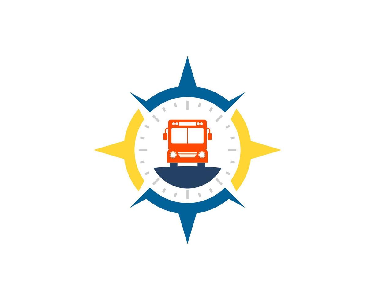 Abstract compass with bus inside vector