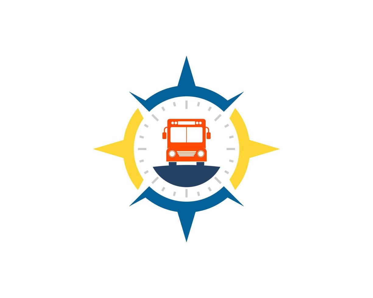 Abstract compass with bus inside vector