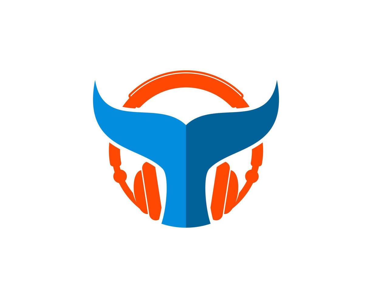 Music headphone with tail whale vector