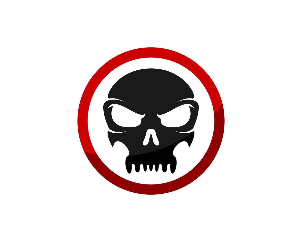 Red circle shape with simple skull inside vector
