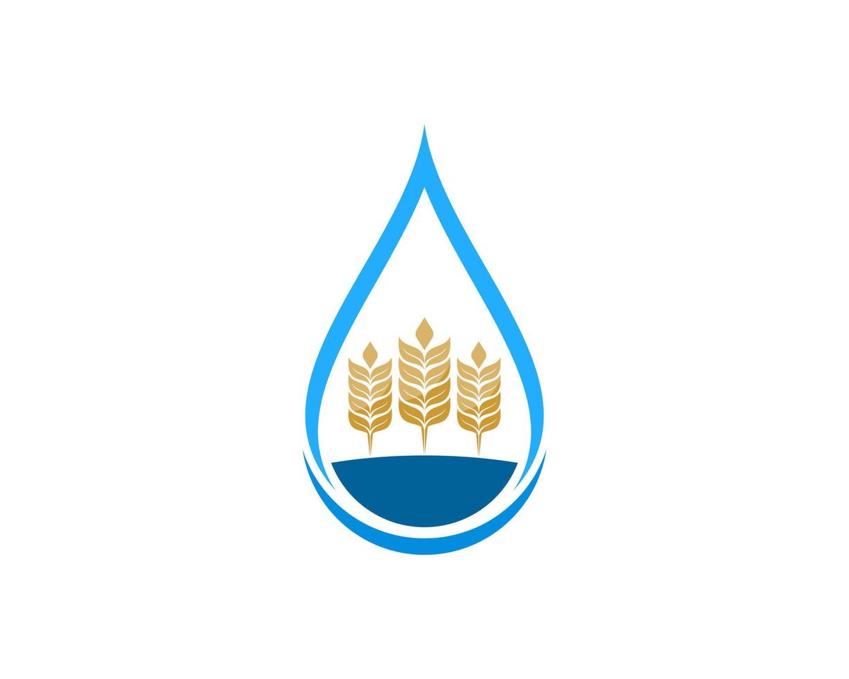 Abstract water drop with three wheat in the farm inside vector