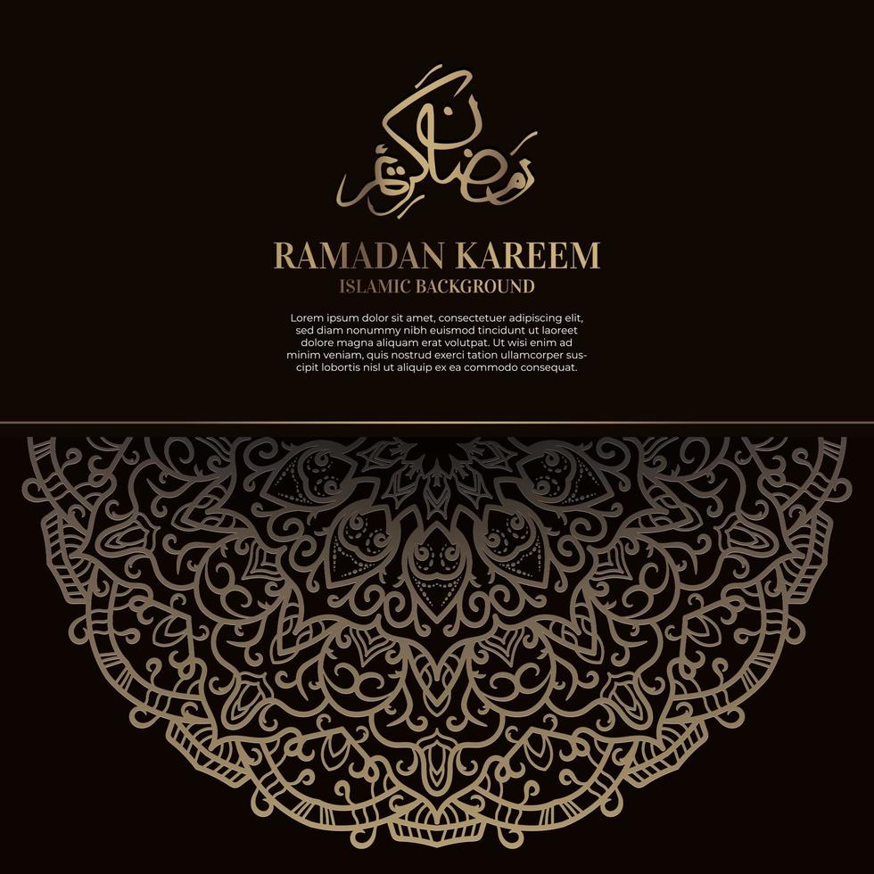 ramadan kareem. Diseño de fondo islámico con caligrafía árabe y mandala de adorno. vector