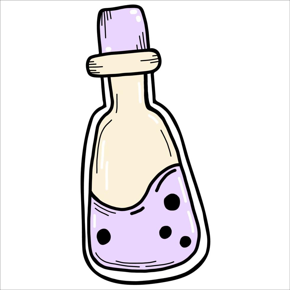 Magic Potion Bottle. Vector illustration. Hand doodle drawing