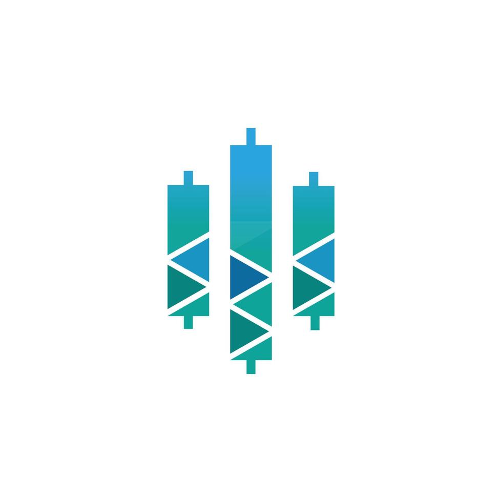 trading chart with triangulation art style inside vector logo icon design illustration