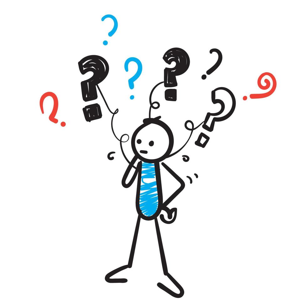 hand drawn doodle confusion person concept. illustration icon isolated vector
