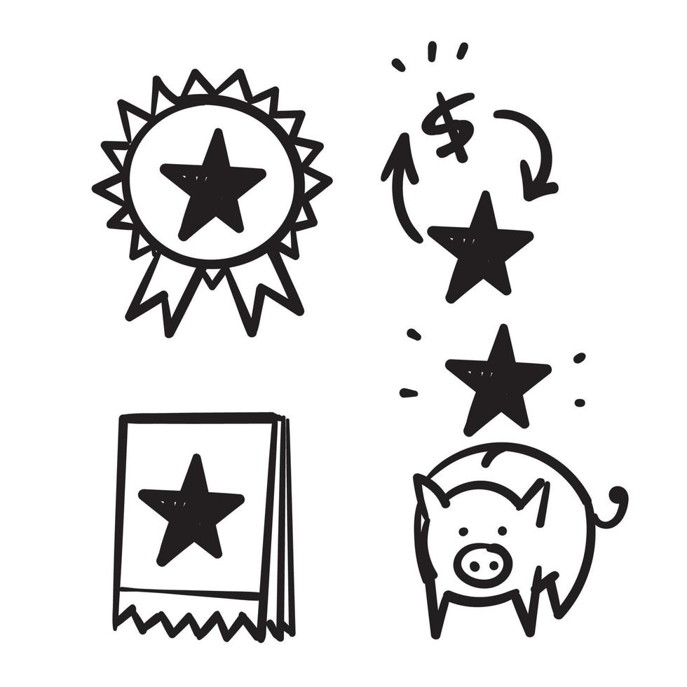 hand drawn doodle Loyalty program line icons collection. isolated vector