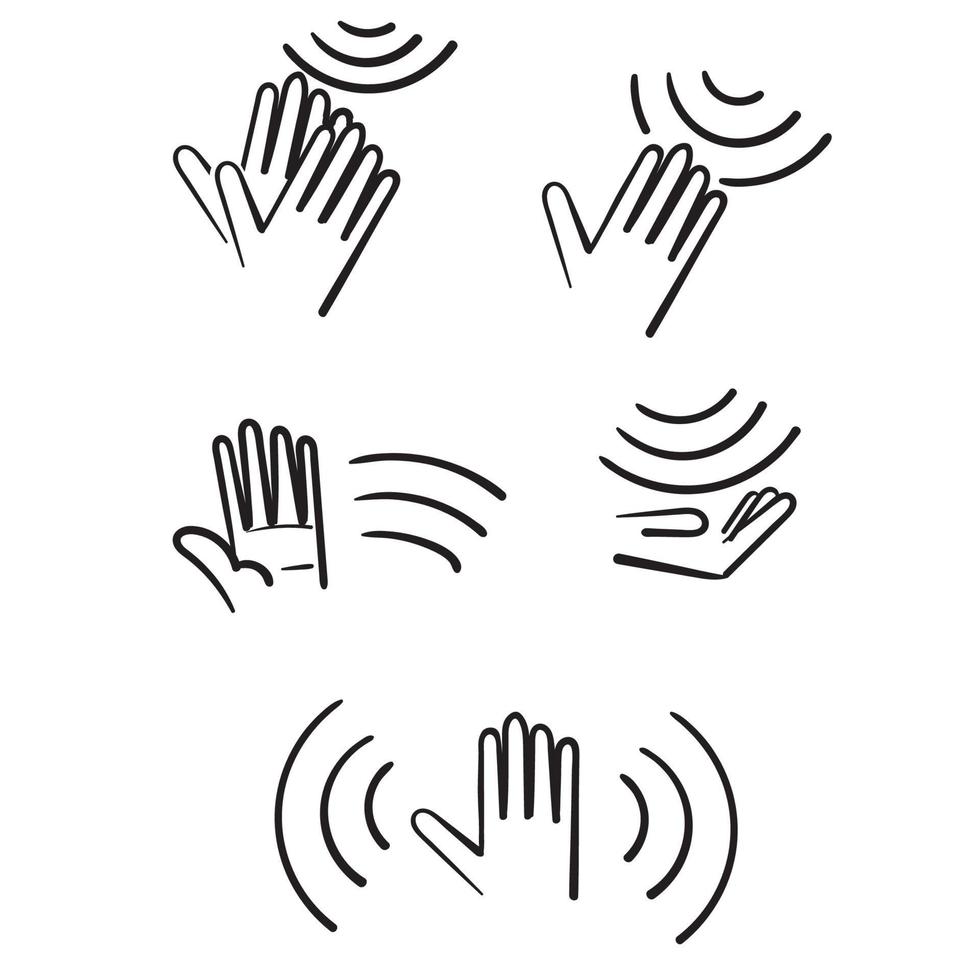 dibujado a mano doodle vector de ilustración de gesto de sensor de señal de mano