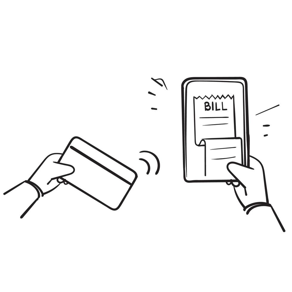 hand drawn doodle electronic payment bill receipt illustration vector isolated