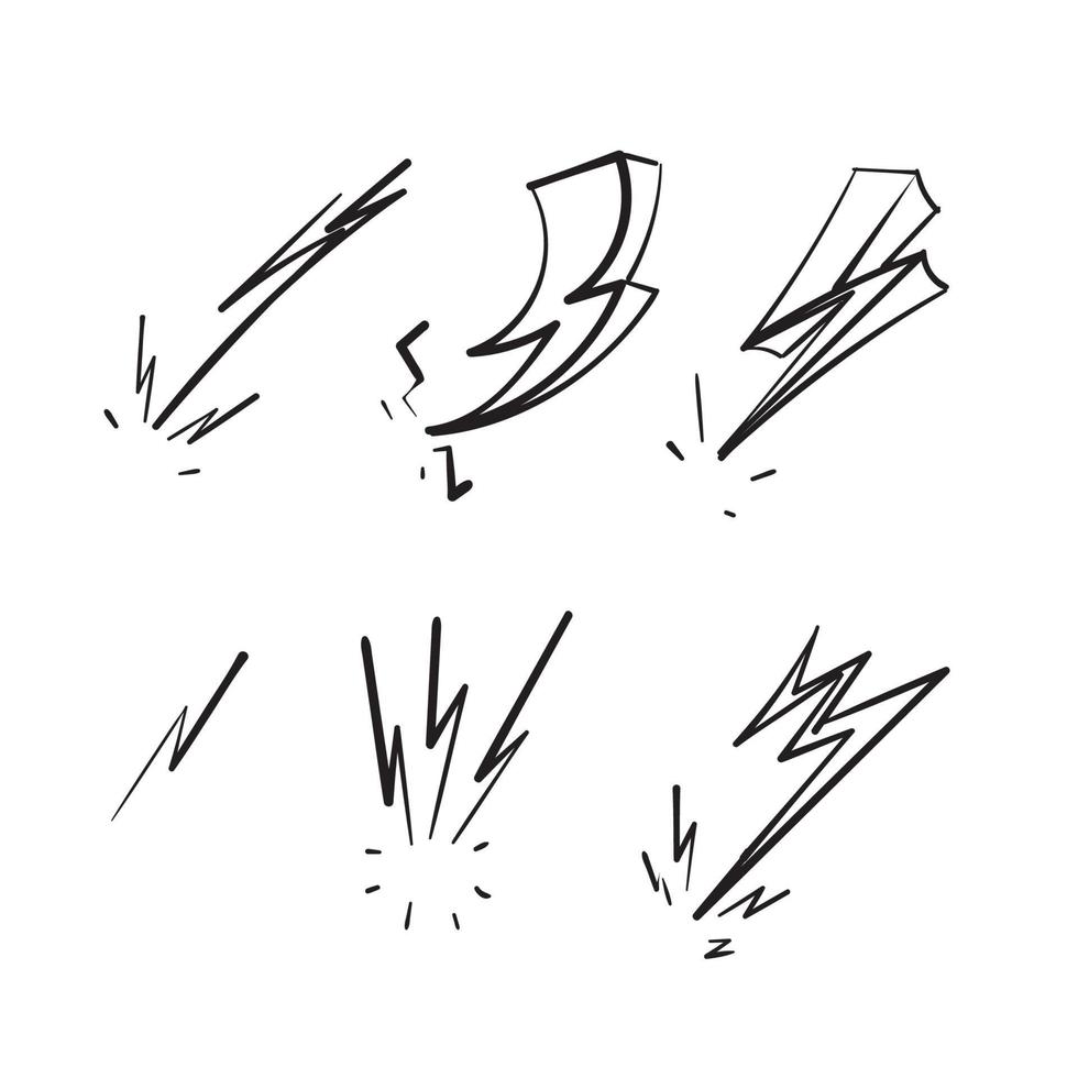 hand drawn doodle lightning power icon illustration vector