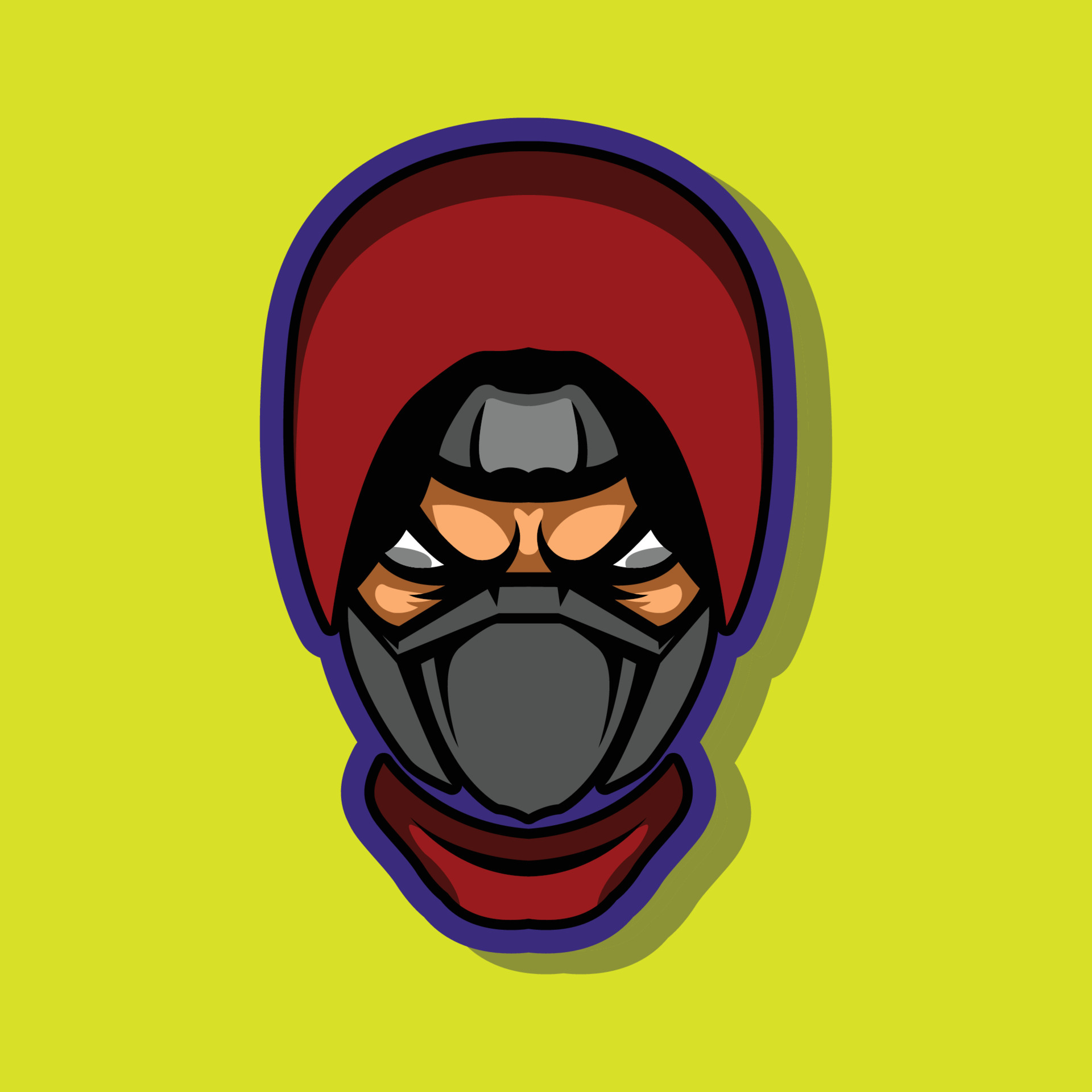 Ilustração em preto e branco do Esport Logo Head Ninja Ink · Creative  Fabrica