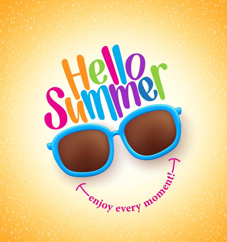 Summer Shades with Hello Summer Happy Colorful Concept in Cool Yellow Background for Summer Season. vector