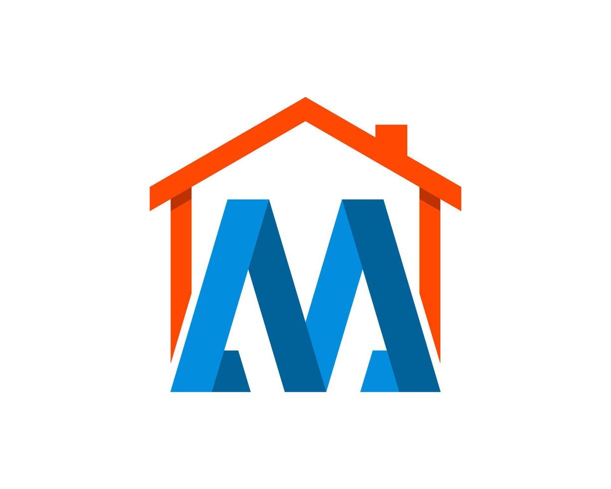 Simple house with M letter initial inside vector