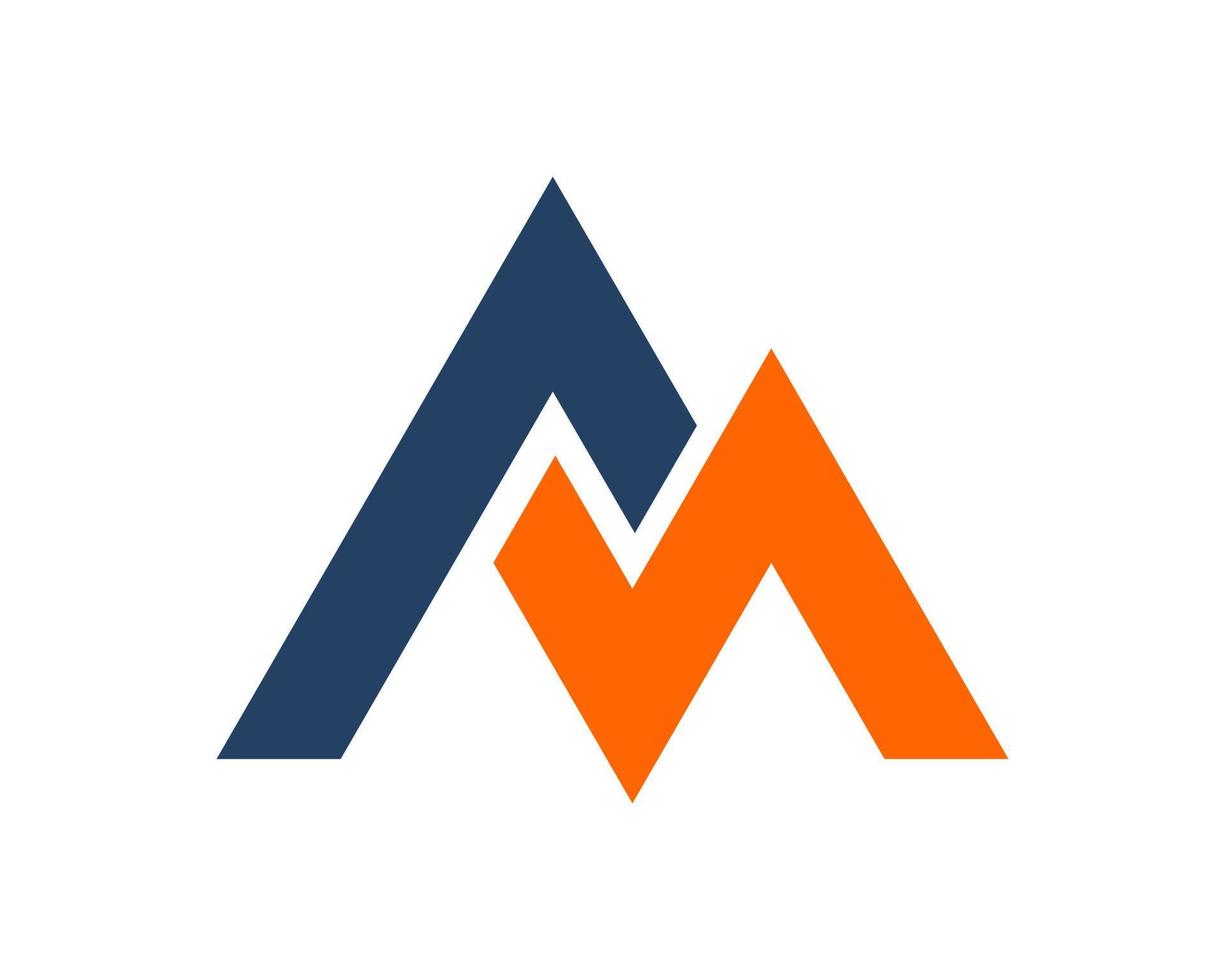 Blue and orange abstract mountain with M letter initial vector