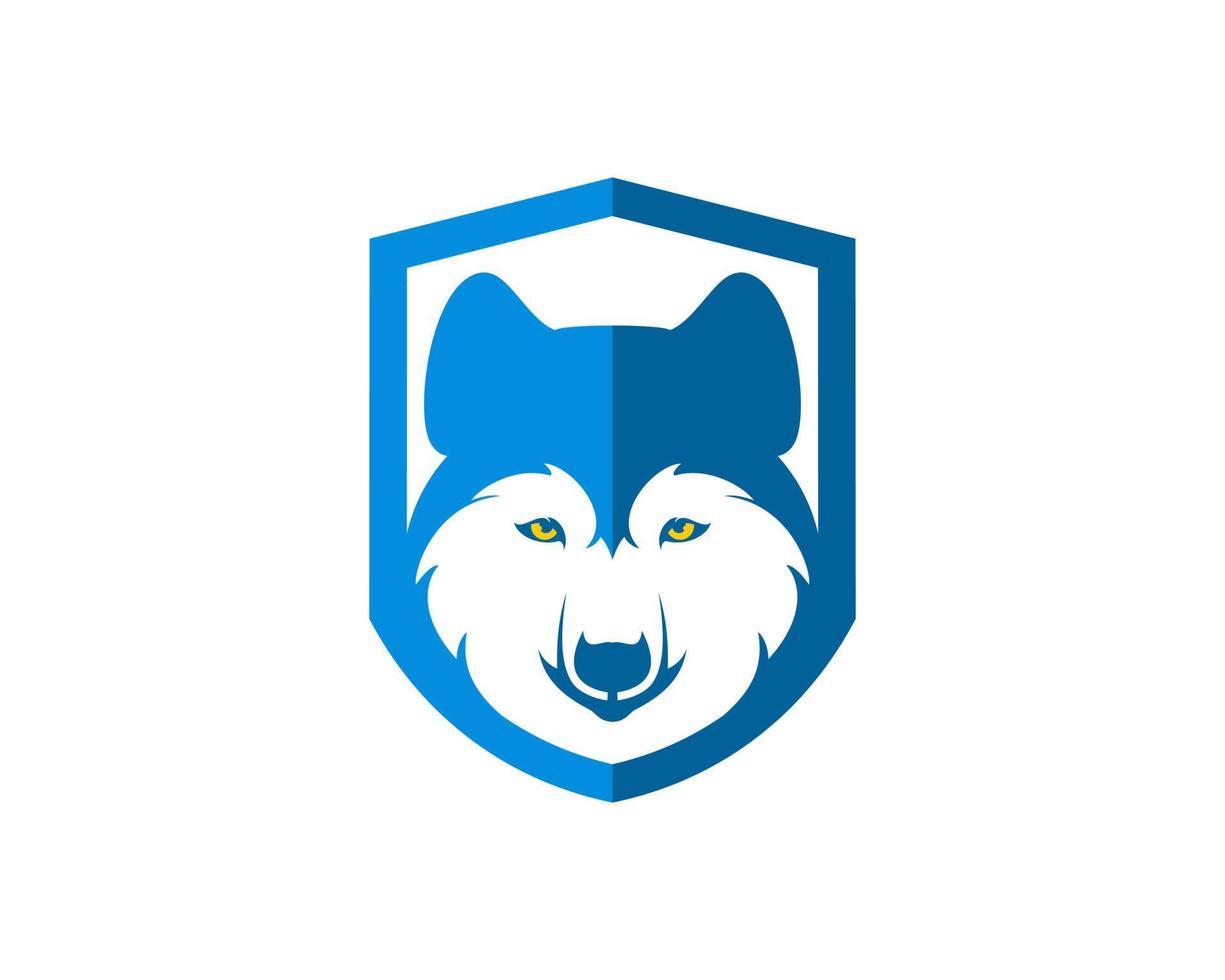 Shield with wolf head inside vector