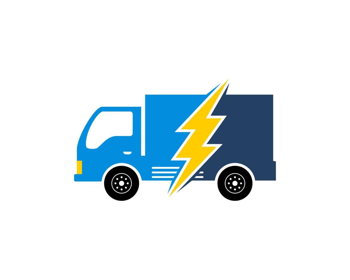 Delivery truck with lightning inside vector