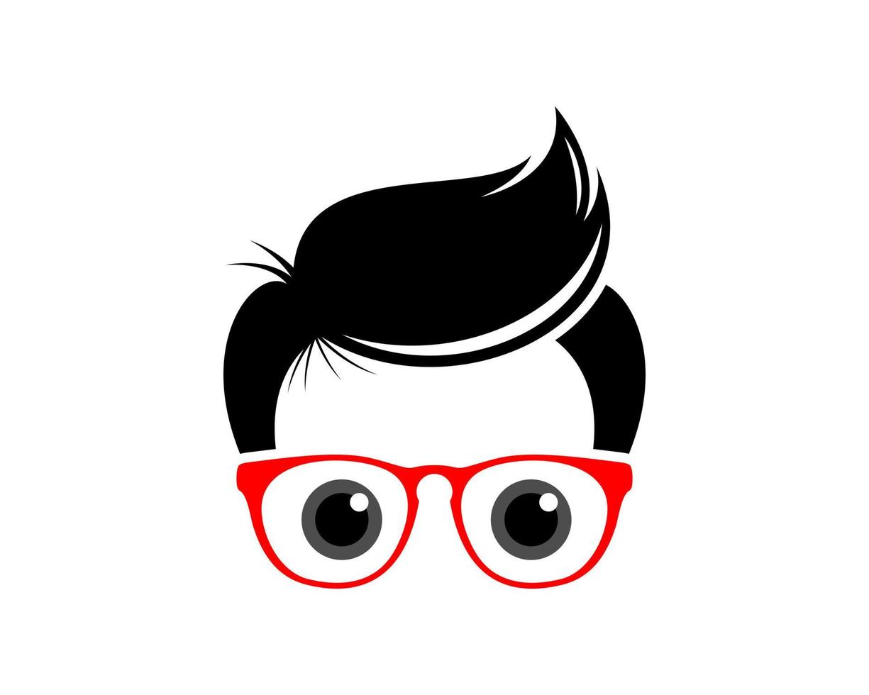 Geek cool boy with red eyeglasses vector