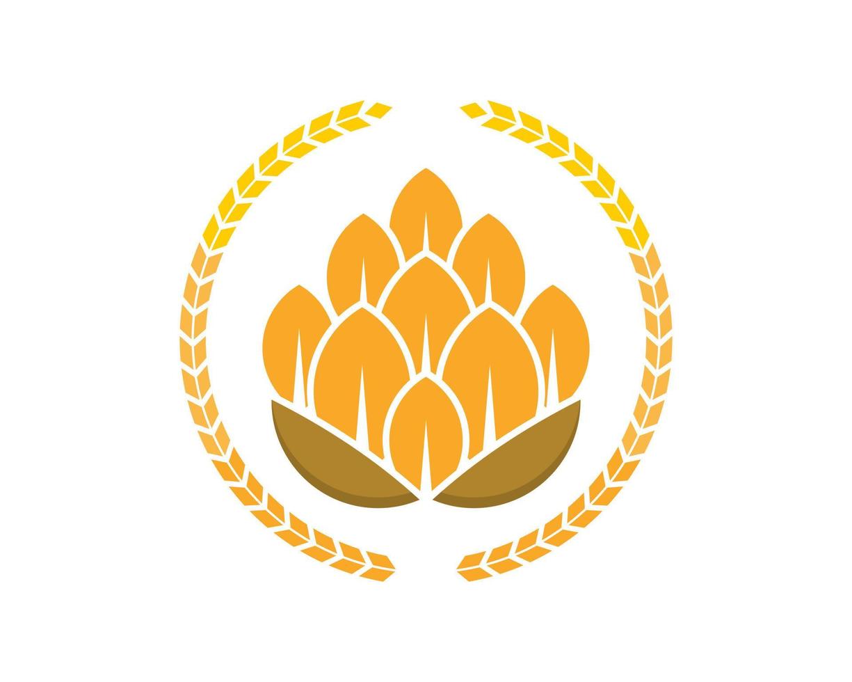 Hops beer with circle wheat surrounding vector