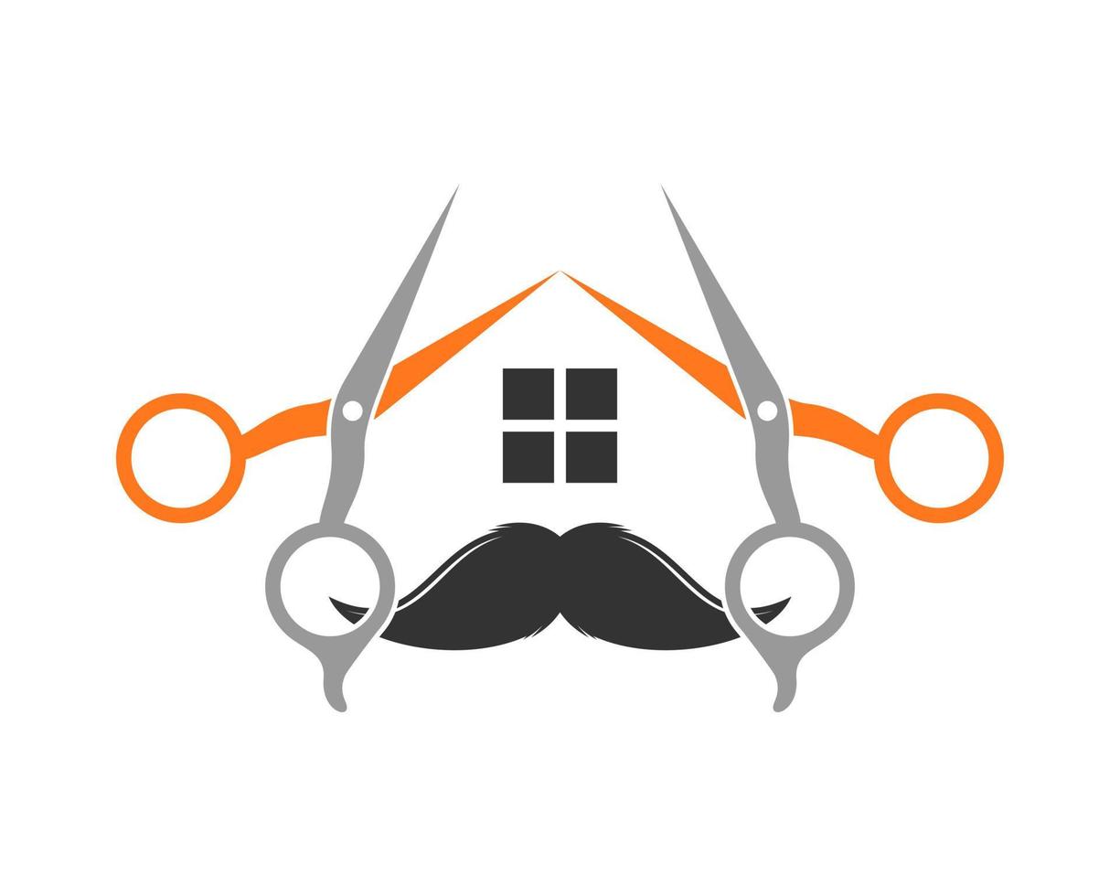 Two scissor with house shape vector