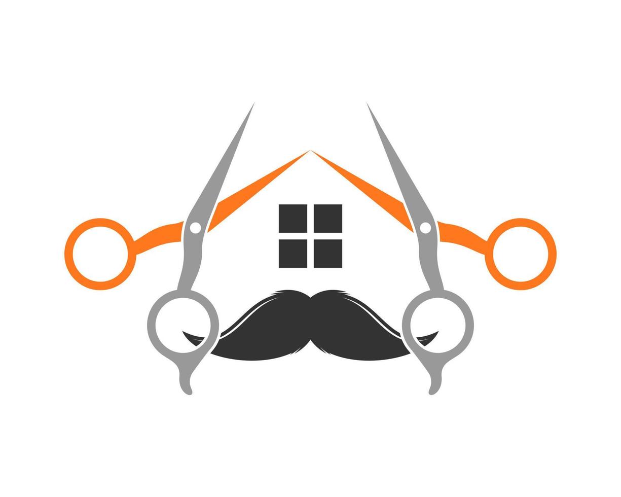 Two scissor with house shape vector