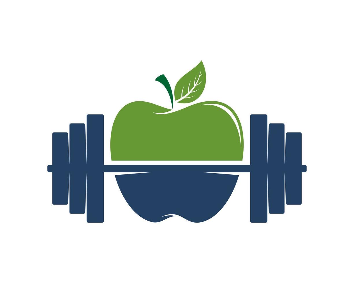 Combination apple with dumbbell vector