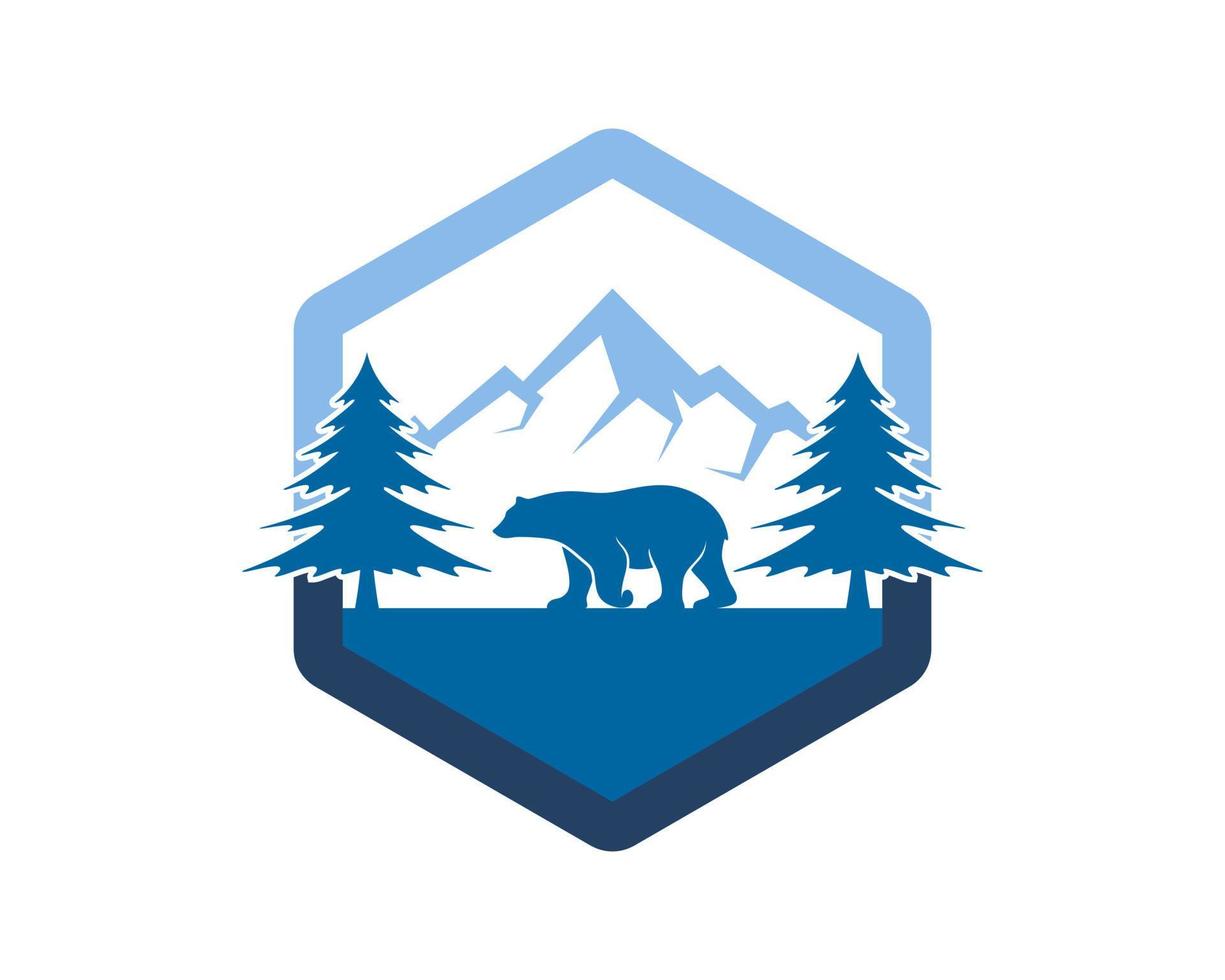 Walking bear in the forest mountain vector