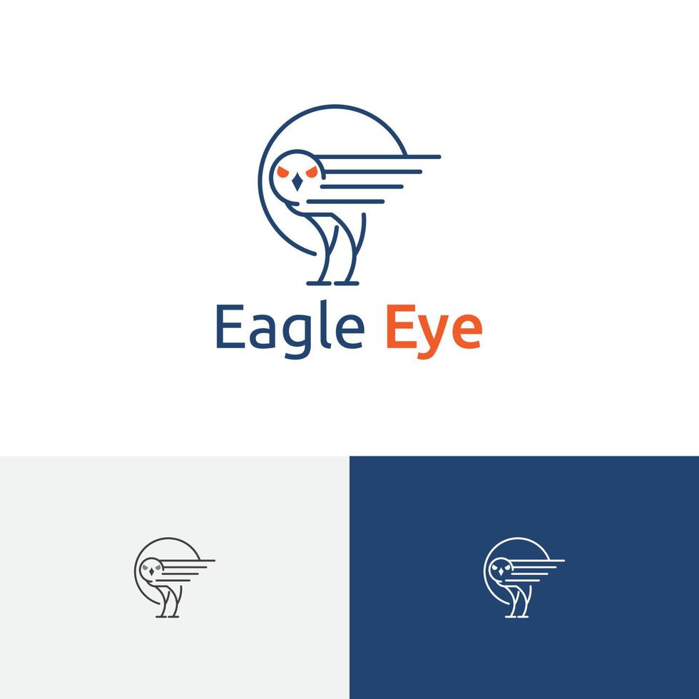 Hawk Eagle Eye Falcon Predator Bird Monoline Logo Template vector