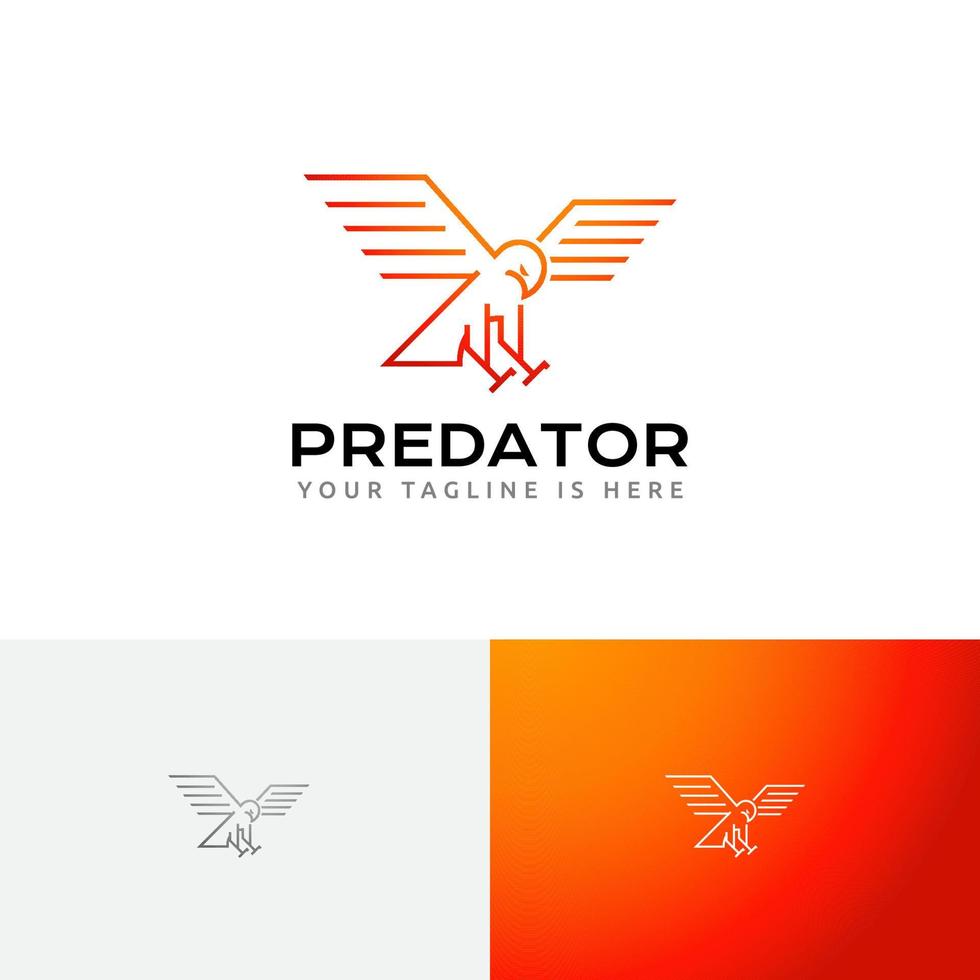 halcón águila alas de halcón depredador pájaro monoline plantilla de logotipo vector