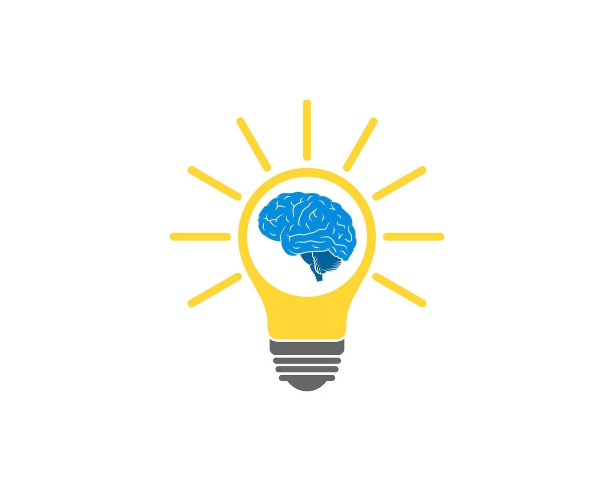 Shinning bulb with brain inside vector