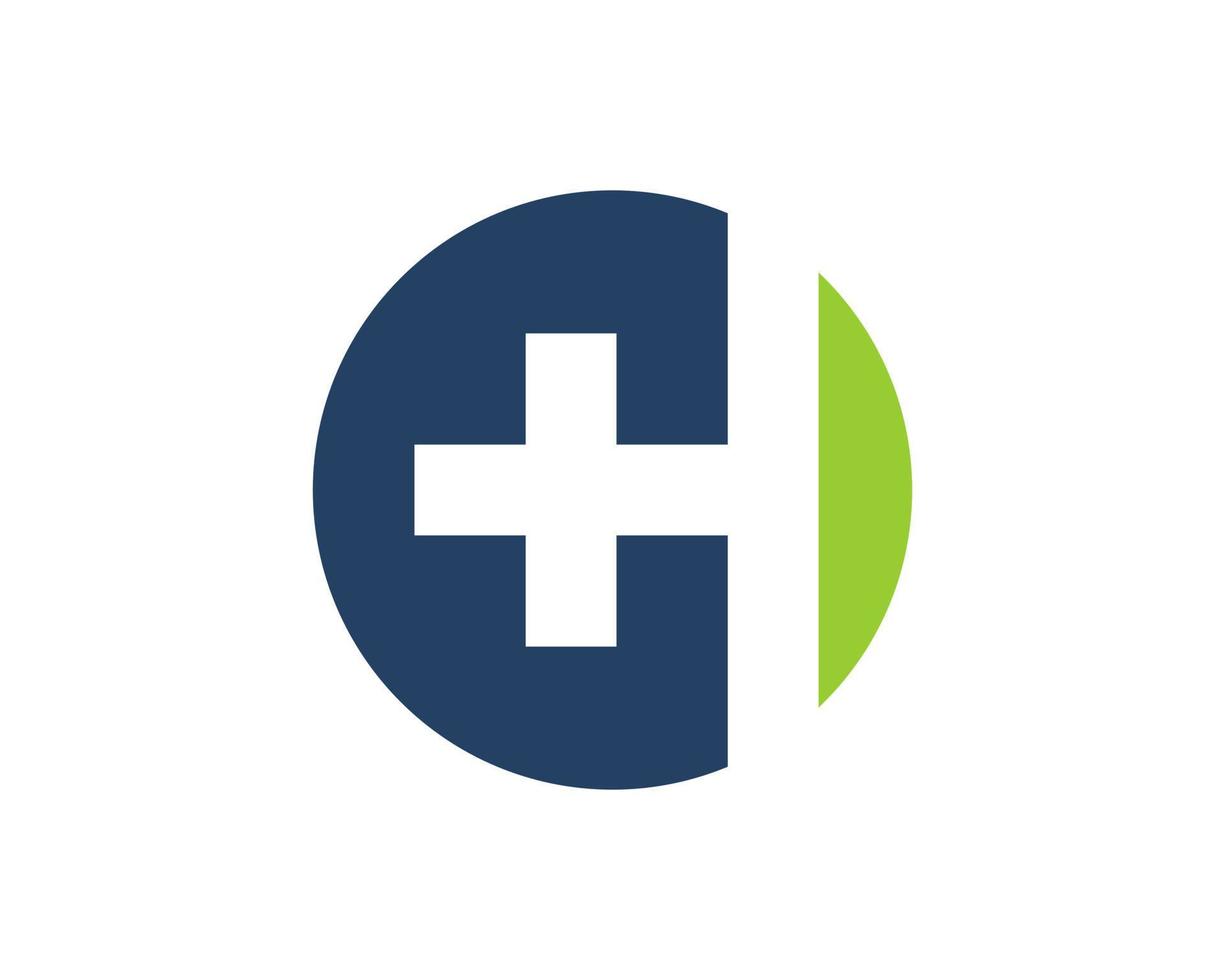 Circle shape with health cross inside vector
