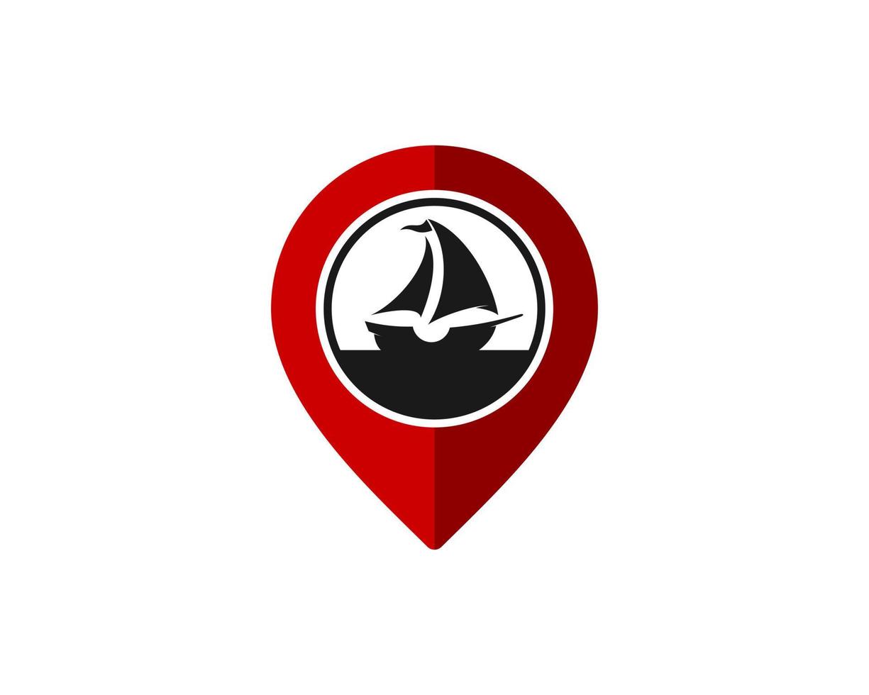 Red pin location with cruise ship inside vector