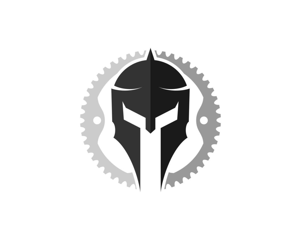 Bicycle gear with simple spartan helmet inside vector