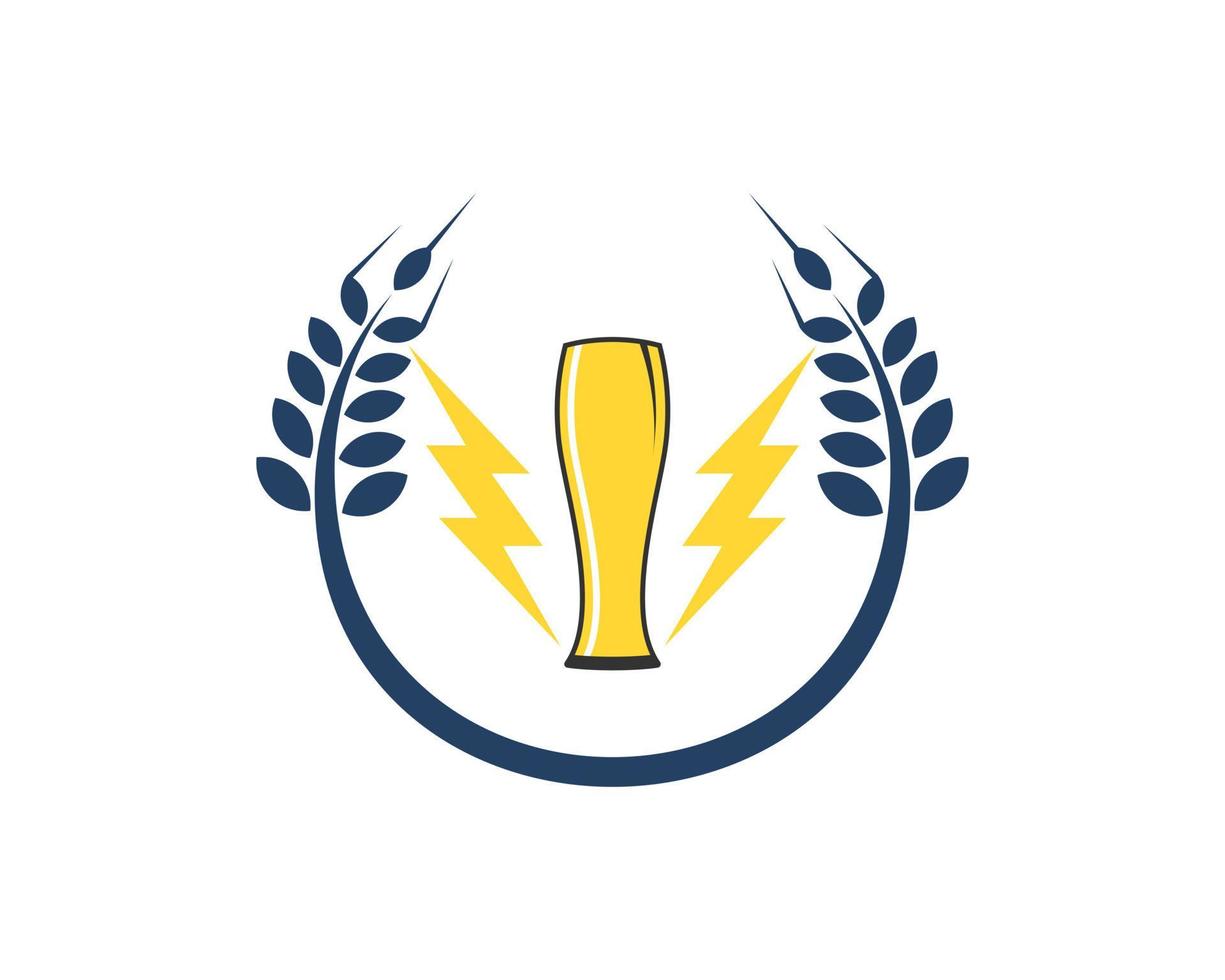 Circular wheat with beer glass and electrical lightning vector