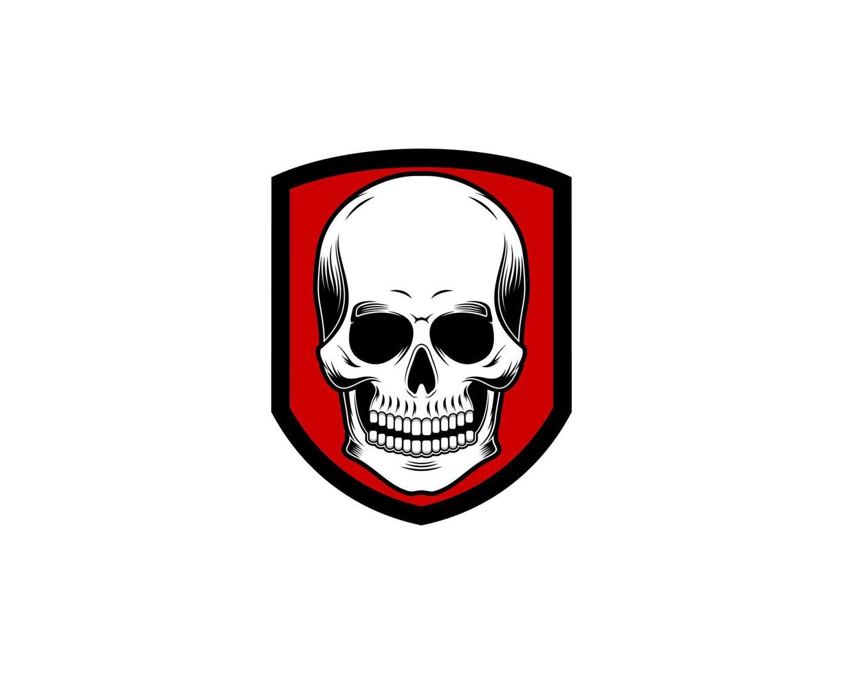Protection shield with skull inside vector