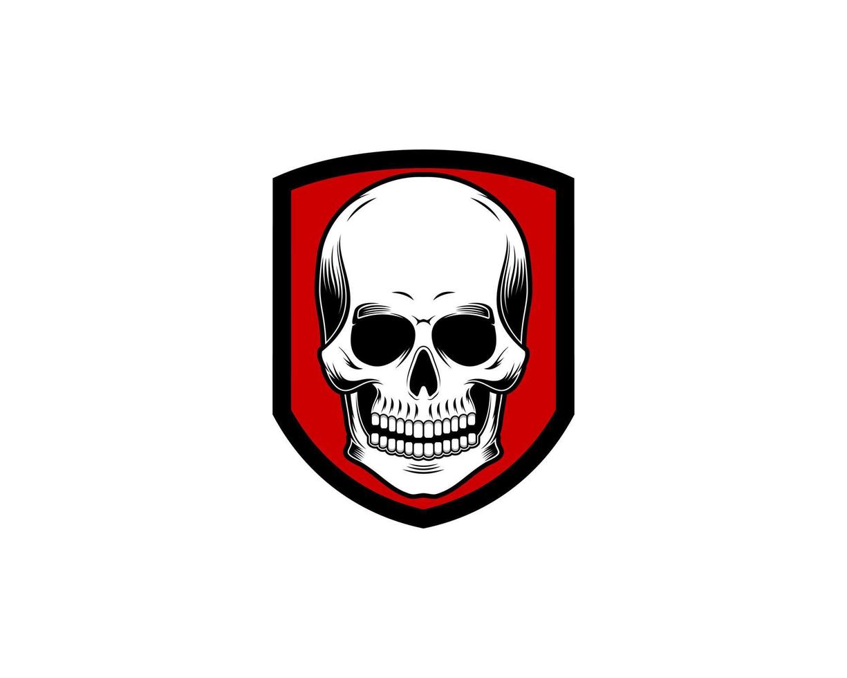 Protection shield with skull inside vector