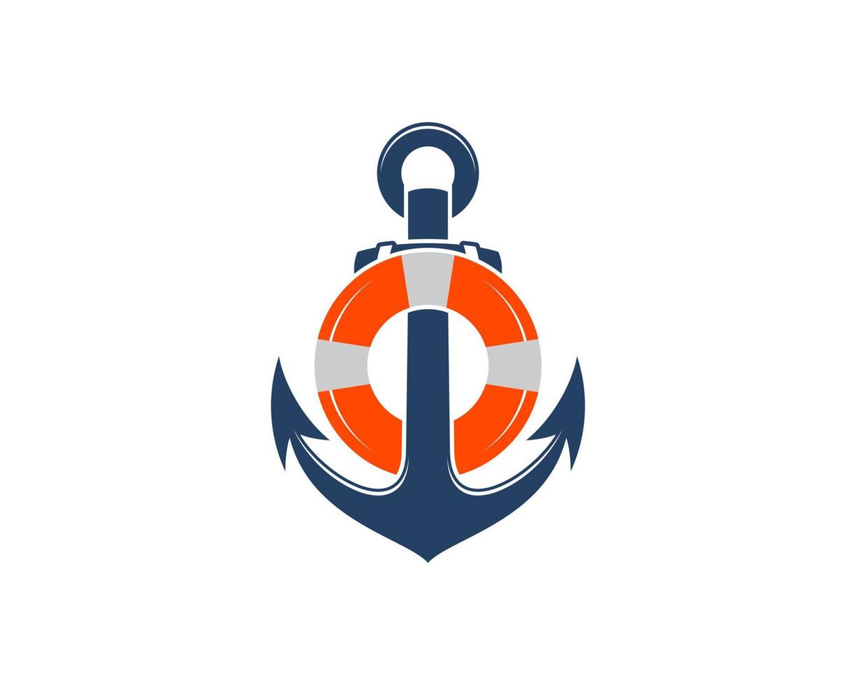 Nautical anchor with buoy inside vector