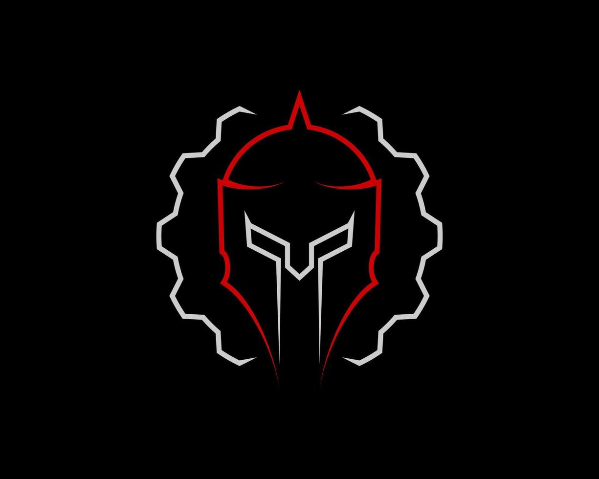 Gear outline with spartan helmet inside vector