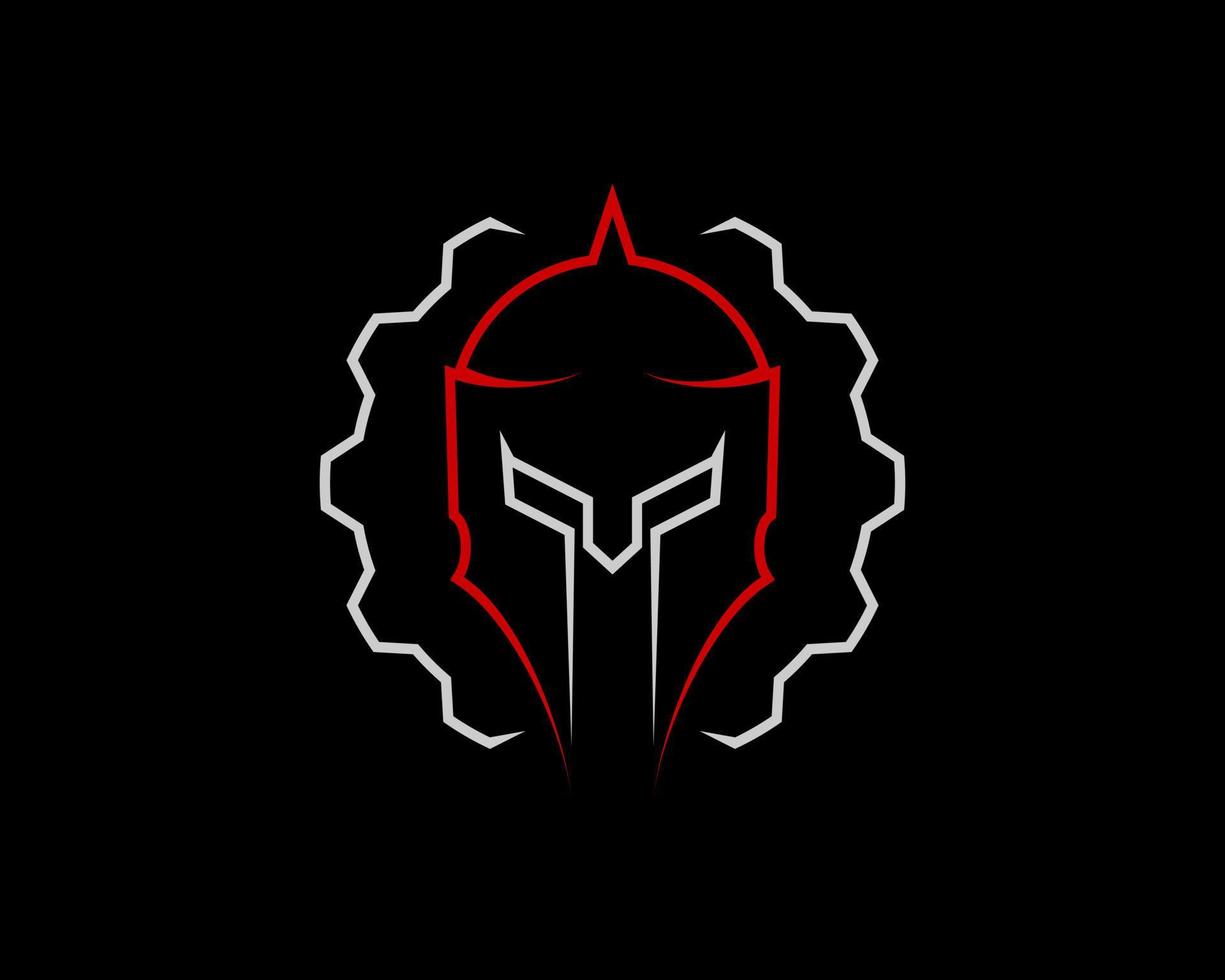 Gear outline with spartan helmet inside vector