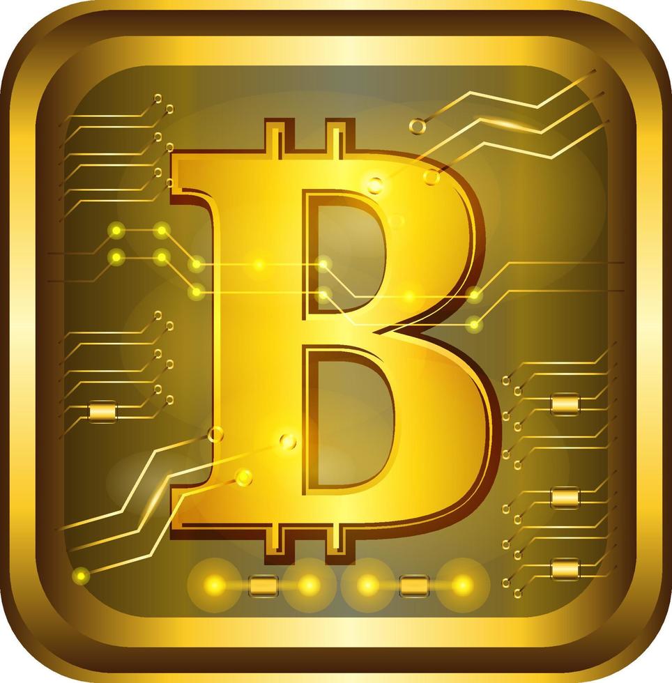 Bitcoin gold button with Futuristic technology background vector