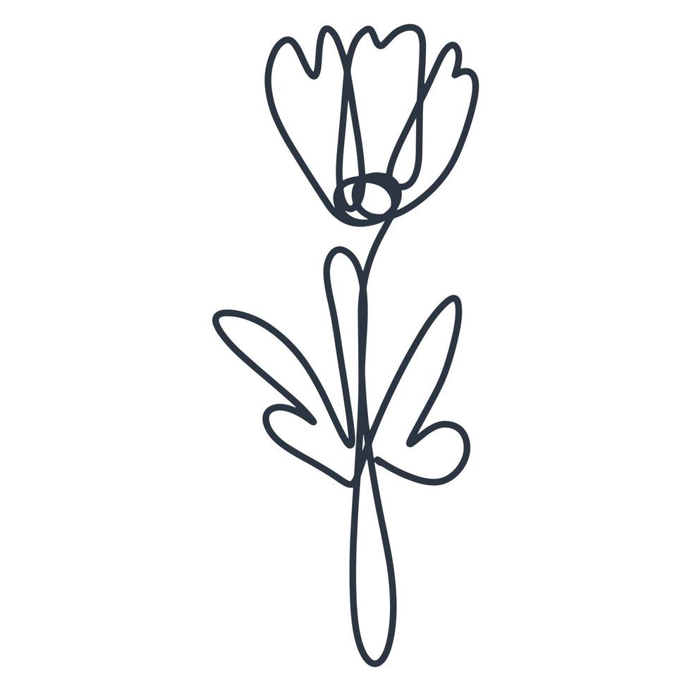Simple flower line art isolated vector illustration